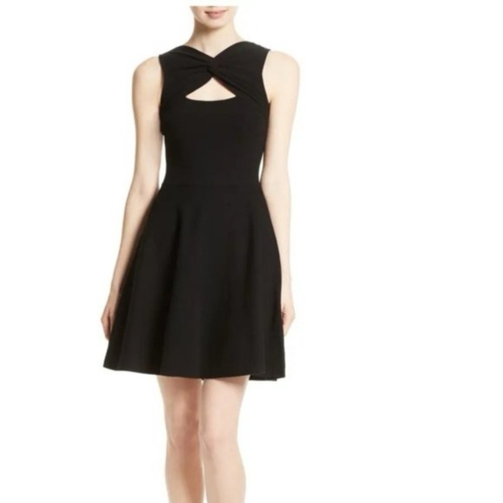 MILLY Black Fit and Flare Front Cut-out Dress Made in USA (23)